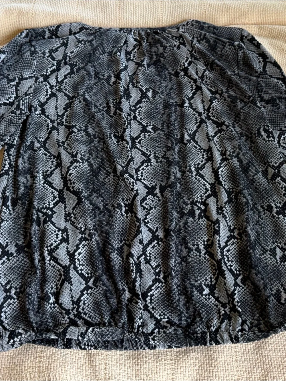 Michael Kors Black and Gray Snake-Print Top